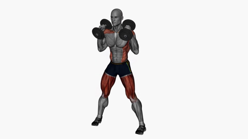 A person performing a dumbbell good morning.