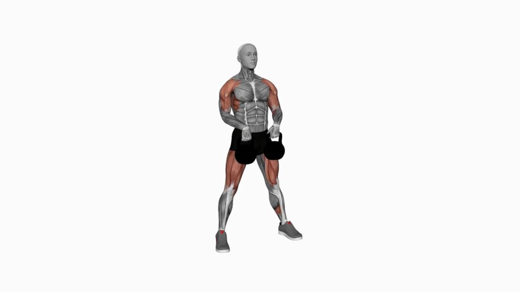 Beginner performing Kettlebell Sumo Deadlift High Pull exercise