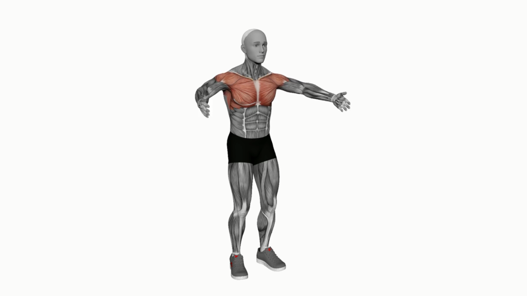 A beginner performing the Back Slaps Wrap Around Stretch