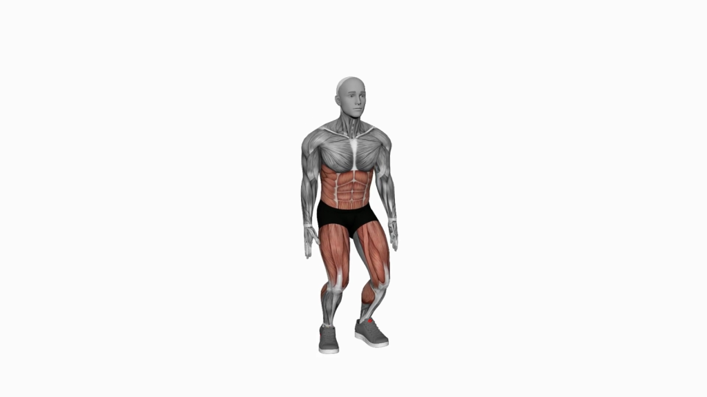 Beginner doing Bodyweight Squat to Side Leg Lift exercise for full-body strength and flexibility.